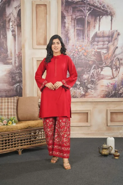 Fabric: Dhanak-Red Embroidery