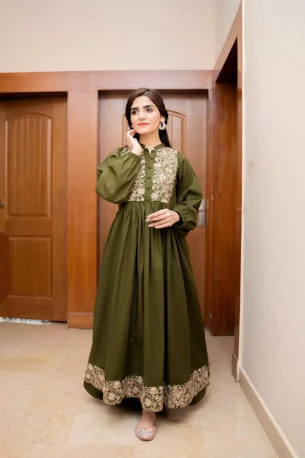 Fabric: Khaddar - Green Maxi