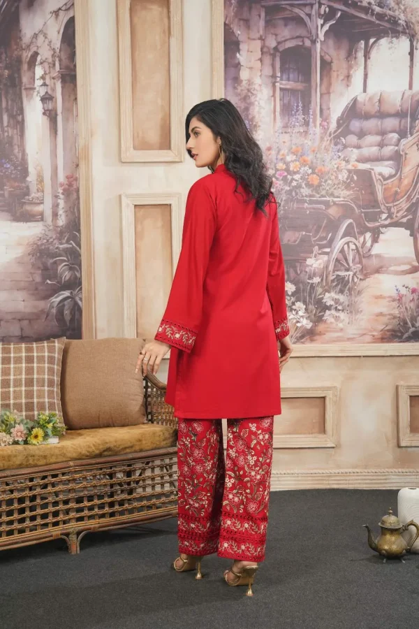 Fabric: Dhanak-Red Embroidery - Image 3