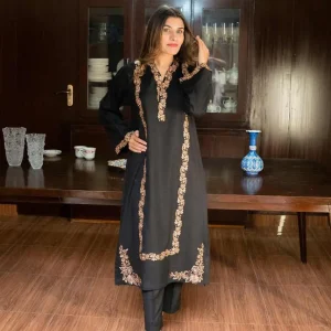 Fabric: Dhanak- Black Embroidery