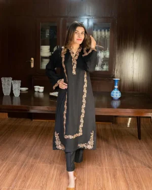 Fabric: Dhanak- Black Embroidery