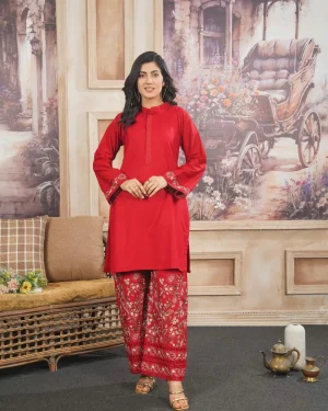 Fabric: Dhanak-Red Embroidery