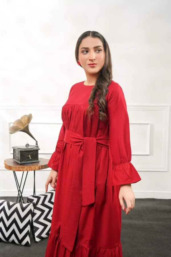 Fabric: Khaddar Maroon-Maxi - Image 5