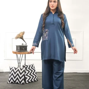 Fabric: Slub Khaddar-Blue Cord-Set