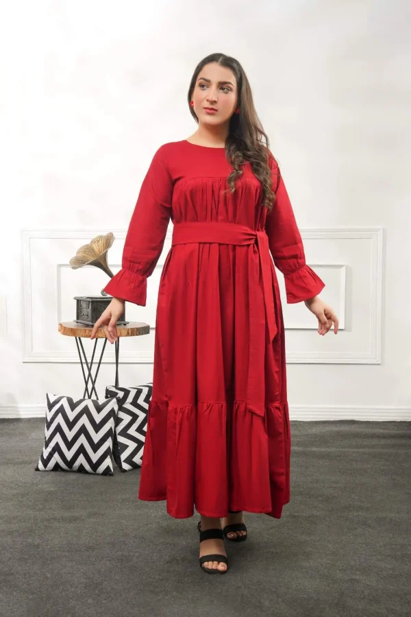 Fabric: Khaddar Maroon-Maxi - Image 4