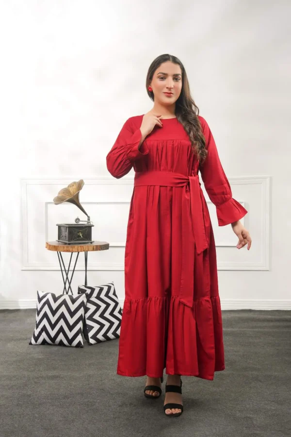 Fabric: Khaddar Maroon-Maxi - Image 3