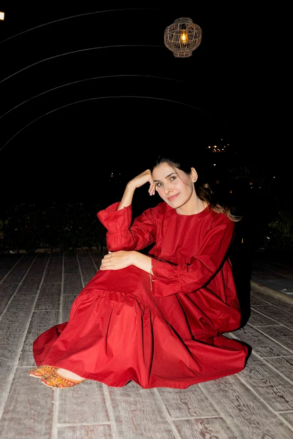 Fabric: Khaddar Maroon-Maxi - Image 3