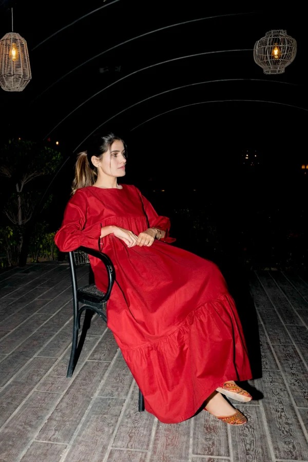 Fabric: Khaddar Maroon-Maxi - Image 2