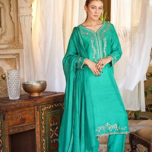 3-Piece Premium Korean Silk Suit (Green)