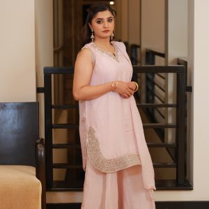 3-Piece Korean Raw Silk Suit – Pink