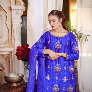 3-Piece 80 Gram Pure Raw Silk (Blue)