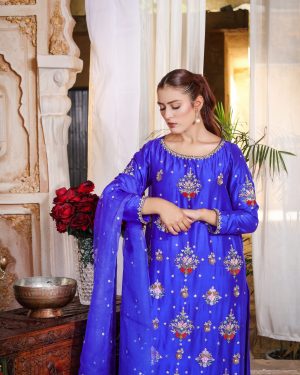 3-Piece 80 Gram Pure Raw Silk (Blue)