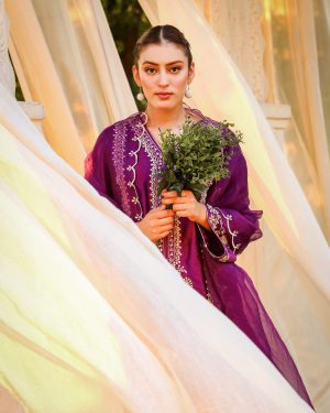 3-Piece Premium Sheesha Silk Suit (Purple)